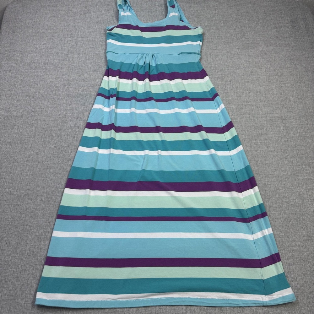 Columbia Dress Womens M Multicolor Striped Tank Maxi Sundress Pullover Omni-Wick